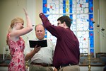 Stephanie and Randy: Rehearsal : Walk this way, stand here .....practice makes for a perfect day and remember NO gum!